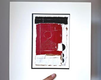 Abstract Collage Art on Vintage Book Cover, 13.8x13.8 inches