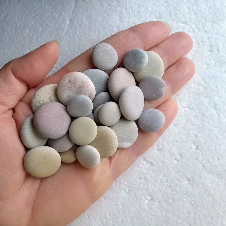 Mosaic Natural Stones Smooth Flat Round Sea Stones in Various Colors Round Craft Rocks 25 Small and Tiny Flat Round Pebbles Art Stones