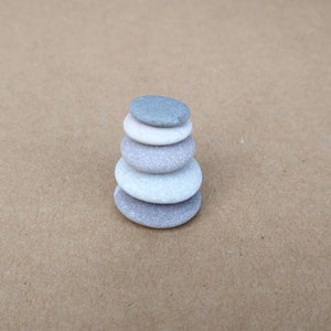 Miniature Pebble Cairn, Tiny Stacking Stones, Mini Cairn Stack, Balancing Stones, Mood Stones, Mindfulness Gift, Sustainable Home Decor image 1