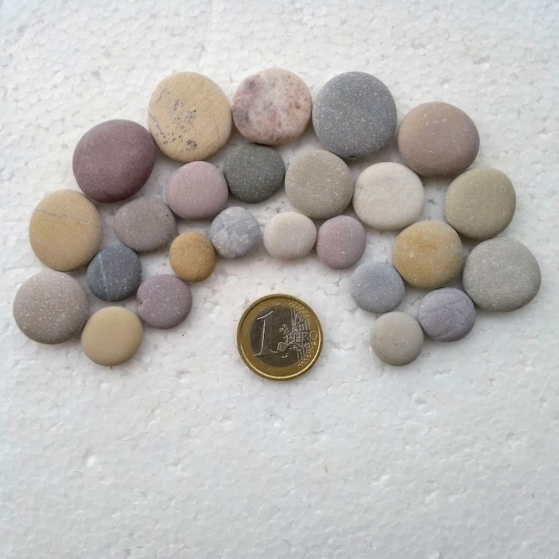 Mosaic Natural Stones Smooth Flat Round Sea Stones in Various Colors Round Craft Rocks 25 Small and Tiny Flat Round Pebbles Art Stones