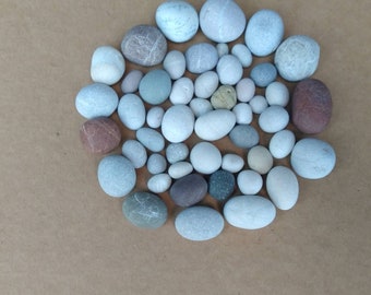 50 Full Bodied Pebbles, Small Spherical Pebbles, Set of Full Bodied Round and Oval Beach Stones for Mosaics, Jewelry Making, Craft Projects