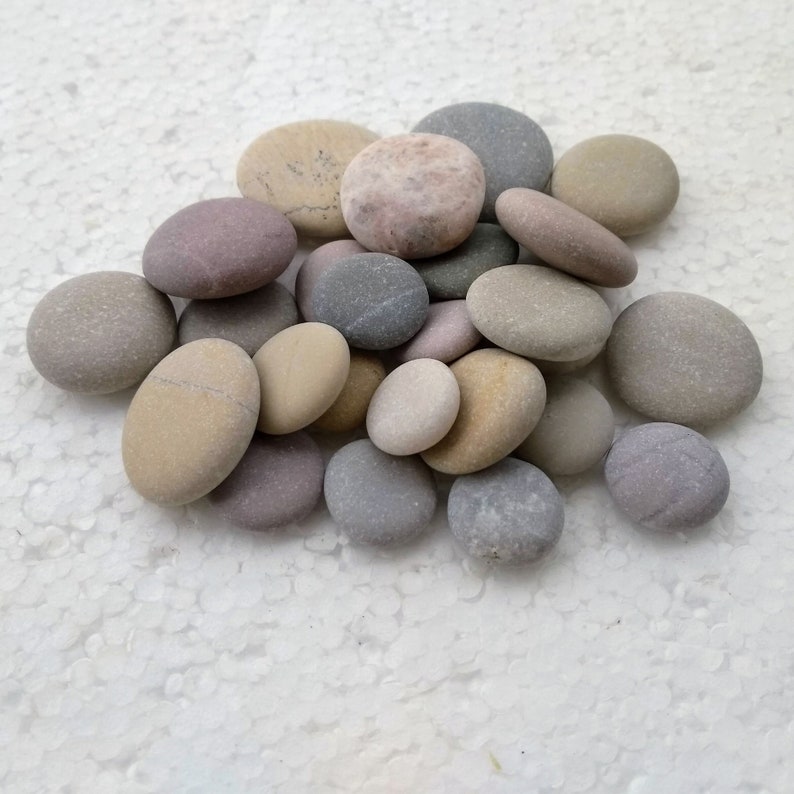 Mosaic Natural Stones Smooth Flat Round Sea Stones in Various Colors Round Craft Rocks 25 Small and Tiny Flat Round Pebbles Art Stones