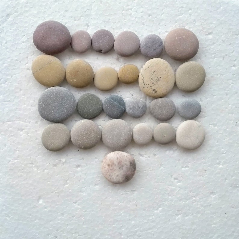 Mosaic Natural Stones Smooth Flat Round Sea Stones in Various Colors Round Craft Rocks 25 Small and Tiny Flat Round Pebbles Art Stones