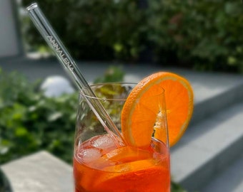 Glasstrohhalme 20cm personalisiert mit Namen oder Spruch Graviert | Gravur, individuell | Hochzeit, Geschenk | Strohhalm | Drinks, Cocktails