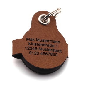 Dog tag bag with push button engraving Brown made of imitation leather engraved on both sides Diameter approx. Ø30mm image 8