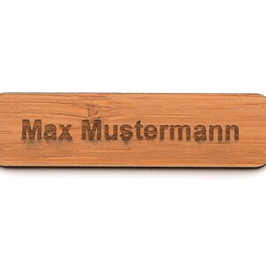Name tag Bamboo lapel plate personalized with personal engraving engraved with magnet for clothing 17x64mm