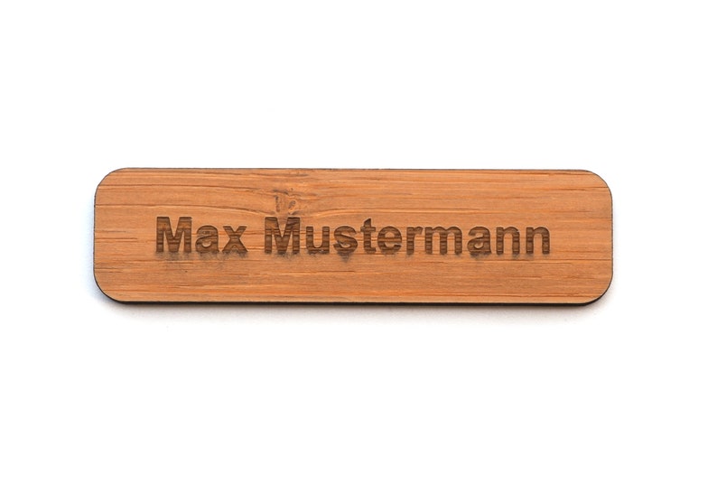 Name tag Bamboo lapel plate personalized with personal engraving engraved with magnet for clothing 17x64mm