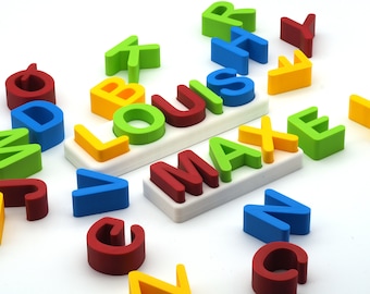 3D Druck Namen Puzzle Bunt Schild | Name nach Wahl - Wunsch | Spielen - Lernen - Legespiel | Steckpuzzle - Steckbuchstaben | 3-7 Buchstaben