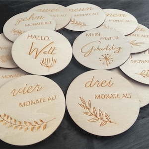 Meilensteinkarten Baby Holz – „Mein erstes Jahr“ Fotokarten – Geschenk zur Geburt oder Babyparty | Meilensteine für jeden Monat