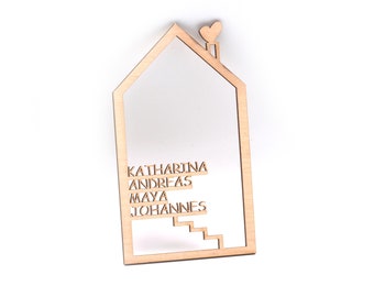 Maison en bois personnalisée | Maison avec nom | Cadeau de pendaison de crémaillère | Famille de panneaux de porte | Cadeau d'anniversaire | Cadeau de mariage