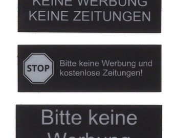 Bitte keine Werbung - Briefkastenschild | selbstklebend - wetterfest | schwarz und silber