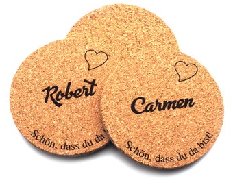 Personalized cork coasters | Guest gift | Place card | Coasters for weddings, baptisms, birthdays: Unforgettable accents