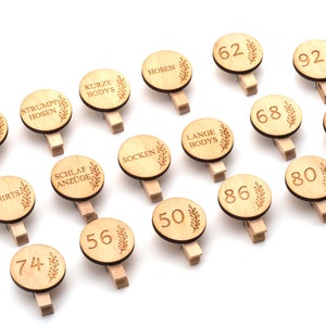 Wickelkommoden Organizer aus Holz – Baby Größentrenner & Kleidertrenner, Kleidergröße, Schublade, Wickeltisch, Geschenk zur Geburt