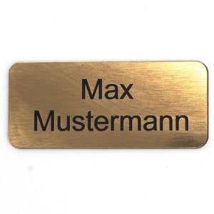 Door sign individually engraved in gold black Letterbox Sign Name Plate Letterbox Self-adhesive Weatherproof Engraving 8x3,5 cm abgerundet