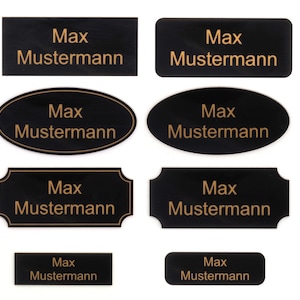 Türschild individuell graviert in schwarz Gold  | Briefkastenschild - Namensschild - Briefkasten | Selbstklebend - Wetterfest - Gravur