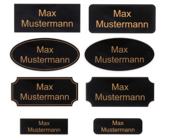 Door sign individually engraved in black gold | Letterbox Sign - Name Plate - Letterbox | Self-adhesive - Weatherproof - Engraving