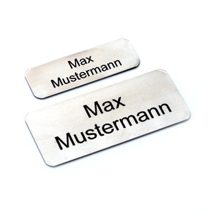 Edelstahl Klingelschild selbstklebend Briefkastenschild Türschild individuell | wetterbeständig | Laserbeschriftet | 60x20mm - 80x35mm
