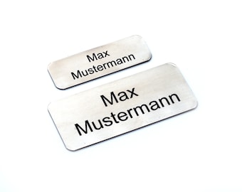 Edelstahl Klingelschild selbstklebend Briefkastenschild Türschild individuell | wetterbeständig | Laserbeschriftet | 60x20mm - 80x35mm