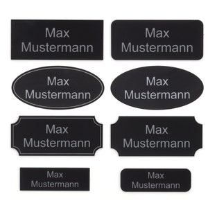Türschild individuell graviert in schwarz-silber | Briefkastenschild - Namensschild - Briefkasten | Selbstklebend - Wetterfest - Gravur