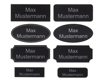 Door sign individually engraved in black-silver | Mailbox sign - Name plate - Mailbox | Self-adhesive - Weatherproof - Engraving