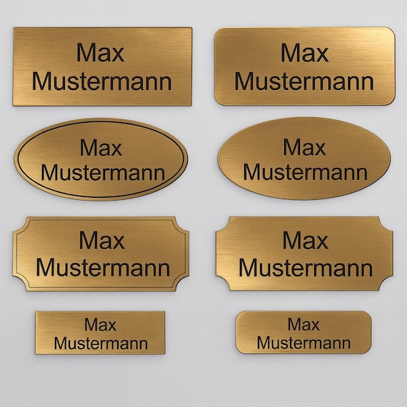 Türschild individuell graviert in gold schwarz | Briefkastenschild - Namensschild - Briefkasten | Selbstklebend - Wetterfest - Gravur