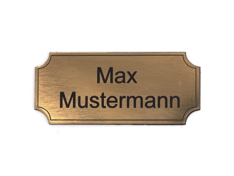 Door sign individually engraved in gold black Letterbox Sign Name Plate Letterbox Self-adhesive Weatherproof Engraving 8x3,5 cm Hohlrand