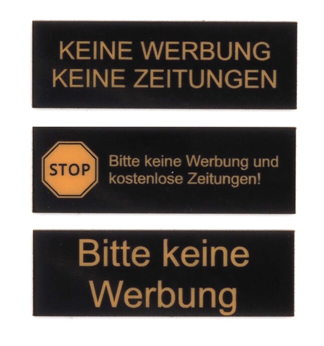 Magnet-Schild „Bitte keine Werbung!“ in weiß für Ihren Briefkasten (2 Stück)