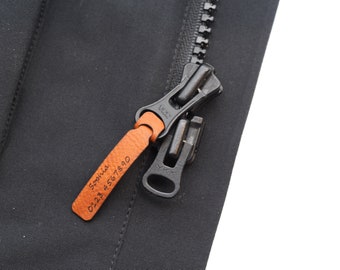 Zipper/ Anhänger für Reißverschluss personalisiert | aus Kunstleder | für Kinderjacken, Koffer, Taschen, Rucksack, Schlüssel | 6,5cm lang