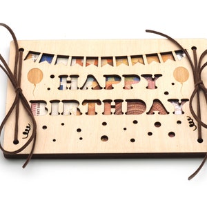 Geldgeschenk Happy Birthday | zum Geburtstag | individuell, personalisiert und Einzigartig | Holz-Karte