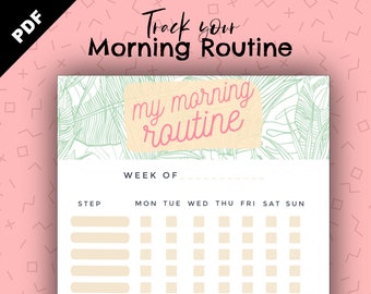 Morning Routine Checklist | Printable | Digital Download | tracker, bullet journal page, miracle morning, beauty routine, self care