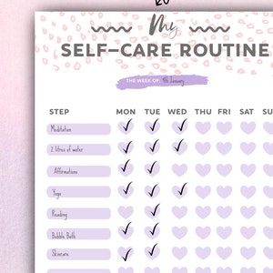 Self Care Routine Checklist Printable Digital Download Tracker, Bullet ...