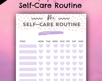 Routinechecklist voor zelfzorg | Afdrukbaar | Digitale download | tracker, bullet journal-pagina, schoonheidsroutinelijst
