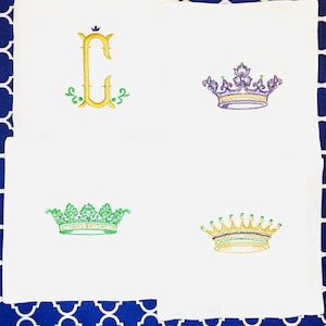 刺繍入りマルディグラリネンカクテルナプキン、新築祝い、バーカートナプキン、モノグラムナプキン、ホステスギフト、デビュタントギフト、カップルギフト