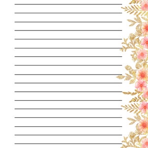 Tiny Roses Lined Paper Printable - Digital Download/stationery/journal ...