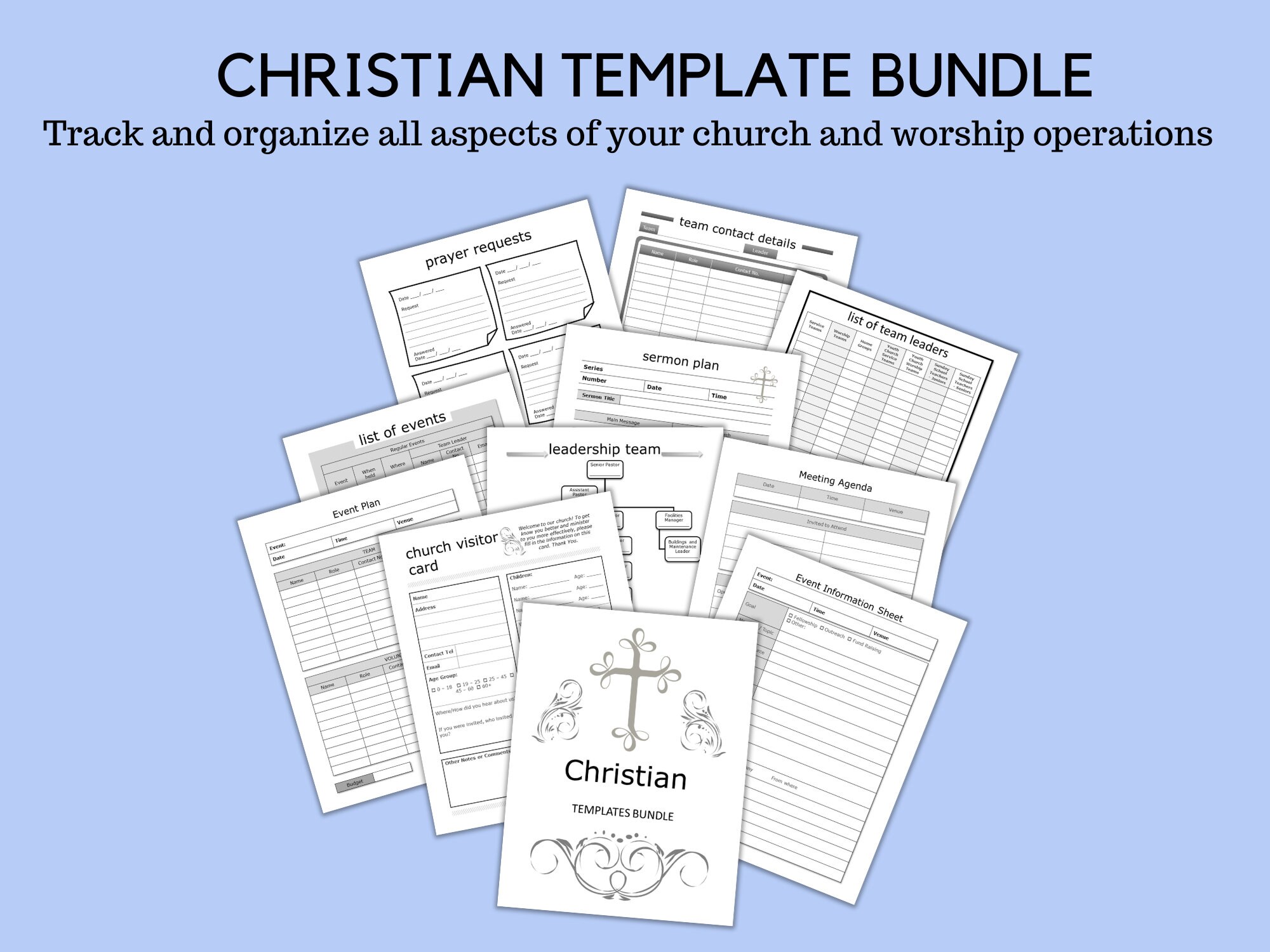 Christian Church Planner Operational Worship Team Templates Printables ...