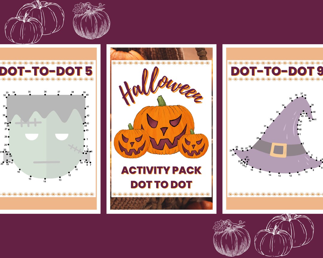 Halloween Dot to Dot Kids Printables, Dot to Dot Halloween Activity ...