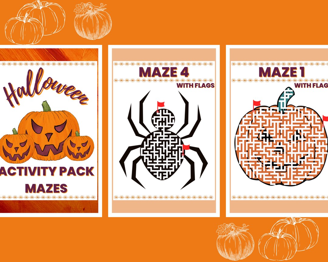 Halloween Mazes Kids Printables, Maze Halloween Activity Pack, Halloween Maze Download, Activity ...