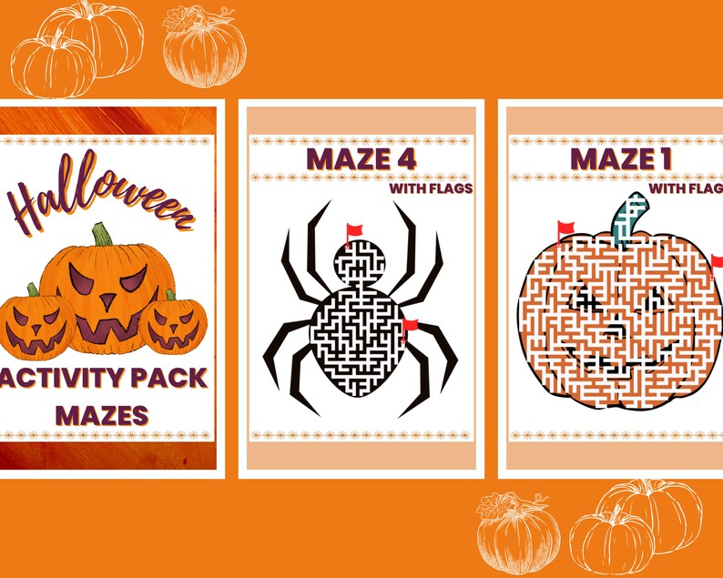 Halloween Mazes Kids Printables, Maze Halloween Activity Pack ...