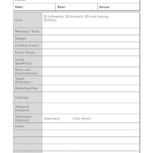 Christian Church Planner Operational Worship Team Templates Printables ...