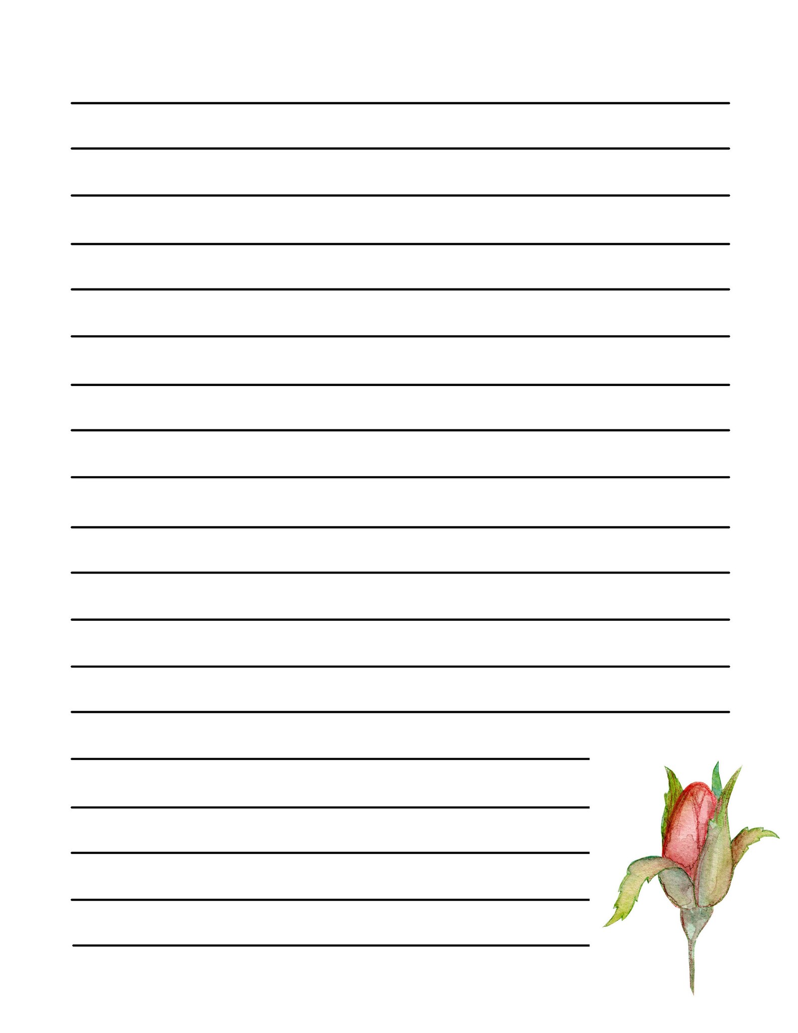 Tiny Roses Lined Paper Printable - Digital Download/stationery/journal ...