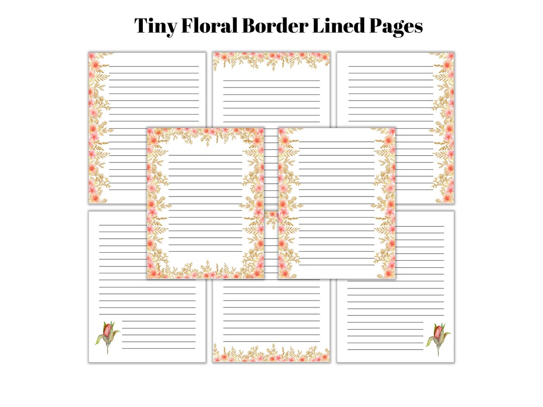 Tiny Roses Lined Paper Printable - Digital Download/stationery/journal ...