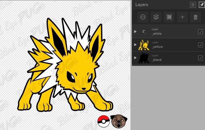Download Jolteon SVG Layers Pokemon Smash brother Eevee Pikachu | Etsy