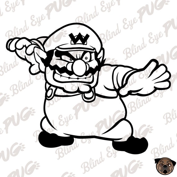 Wario Svg Flat Mario Brothers Mario Kart Nintendo Luigis Etsy