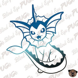 Vaporeon SVG Flat, Pokemon, Smash brother, Eevee, Pikachu, Ashe,catch them all,Pokémon themed party, car decal