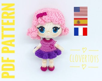 Amigurumi Doll Crochet Pattern, PDF (English, Spanish, French)