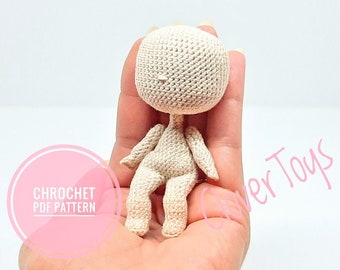 Crochet doll body pattern. Amigurumi doll body pdf pattern.