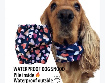 Waterproof dog snood - Made of softshell, Fleece inside and waterproof outside, Protects your dog long ears from rain, snow and dirt