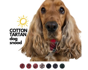 Cotton dog snood, Tartan dog snood, Protects your dog long ears from rain, dirt and grass seeds preventing otitis and other ear infections