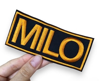 Custom Embroidered Name Patch, With Edges, Sew on, Iron on, Velcro, Any size up to 25 cm wide and 10 cm high