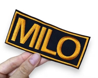 Custom Embroidered Name Patch, With Edges, Sew on, Iron on, Velcro, Any size up to 25 cm length and 10/15 cm height